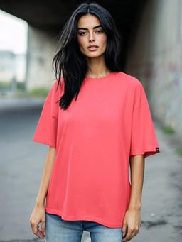 Bewakoof - Women's Deep Sea Coral Oversized T-shirt
