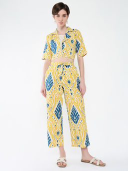 SHOWOFF - Womens Yellow Printed Co-Ord (Set of 3)