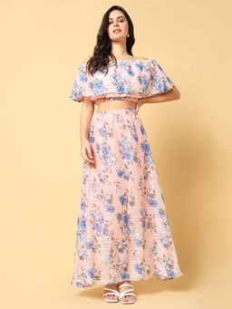 SHOWOFF - Womens Pink Floral Printed Co-Ord (Set of 2)