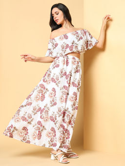 SHOWOFF - Womens Pink Floral Printed Co-Ord (Set of 2)