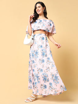 SHOWOFF - Womens Pink Floral Printed Co-Ord (Set of 2)