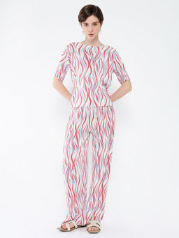 SHOWOFF - Womens Off White Printed Co-Ord (Set of 2)