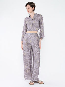 SHOWOFF - Womens Purple Printed Co-Ord (Set of 2)