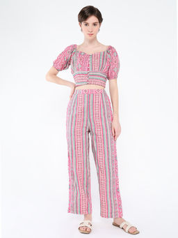SHOWOFF - Womens Pink Printed Co-Ord (Set of 2)