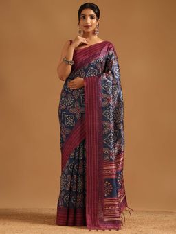 Soch - Womens Tussar Saree with Unstitched Blouse