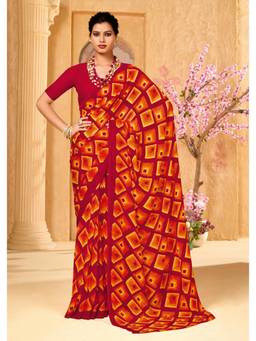 Nyri - Red Printed Georgette Casual Saree
