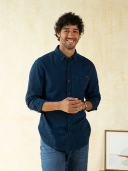 Andamen - Regular Fit Mirage Indigo Casual Slim Shirt