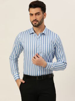 JAVINISHKA - Premium Blue Stripes Formal Men Shirt