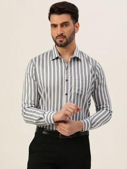 JAVINISHKA - Premium Grey Stripes Formal Men Shirt