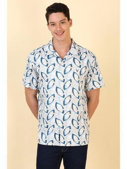 Allen Solly - Men Blue Print Half Sleeves Casual Shirt