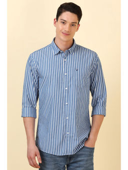 Allen Solly - Men Blue Stripe Full Sleeves Casual Shirt