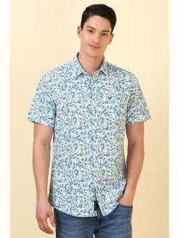 Allen Solly - Men Blue Print Half Sleeves Casual Shirt