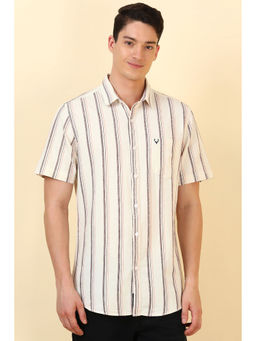 Allen Solly - Men Off White Stripe Half Sleeves Casual Shirt