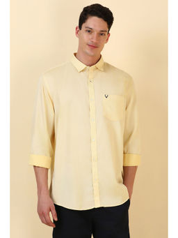 Allen Solly - Men Yellow Textured Full Sleeves Casual Shirt