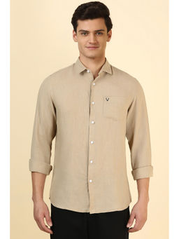 Allen Solly - Men Beige Textured Full Sleeves Casual Shirt