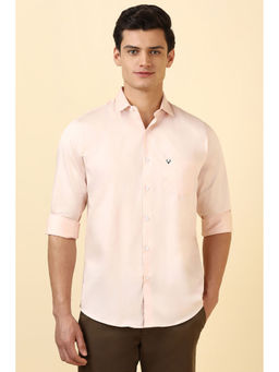 Allen Solly - Men Peach Solid Full Sleeves Casual Shirt