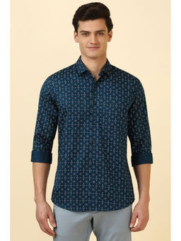 Allen Solly - Men Navy Blue Print Full Sleeves Casual Shirt
