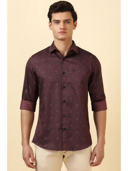 Allen Solly - Men Maroon Print Full Sleeves Casual Shirt