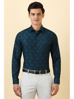Allen Solly - Men Teal Print Full Sleeves Formal Shirt