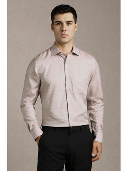Louis Philippe - Men Grey Self Design Full Sleeves Formal Shirt