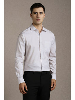 Louis Philippe - Men Off White Self Design Full Sleeves Formal Shirt