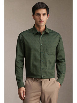 Louis Philippe - Men Green Print Full Sleeves Formal Shirt