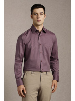Louis Philippe - Men Purple Textured Full Sleeves Formal Shirt