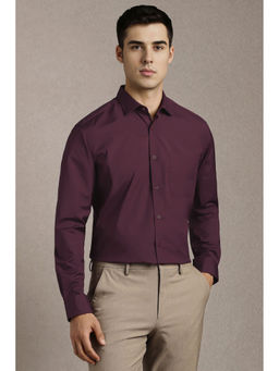 Louis Philippe - Men Wine Solid Full Sleeves Formal Shirt
