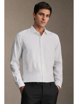 Louis Philippe - Men White Textured Full Sleeves Formal Shirt