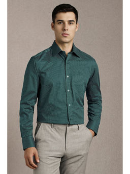 Louis Philippe - Men Green Print Full Sleeves Formal Shirt