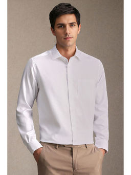 Louis Philippe - Men White Textured Full Sleeves Formal Shirt