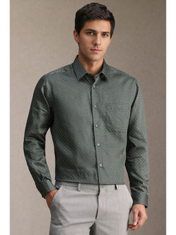 Louis Philippe - Men Green Print Full Sleeves Formal Shirt
