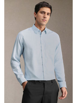 Louis Philippe - Men Light Blue Textured Full Sleeves Formal Shirt