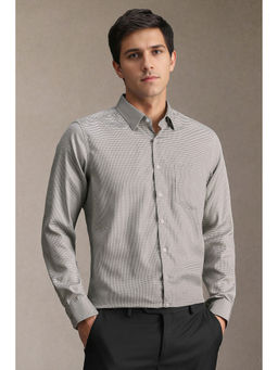Louis Philippe - Men Grey Print Full Sleeves Formal Shirt