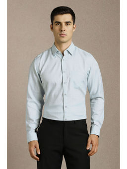 Louis Philippe - Men Light Blue Textured Full Sleeves Formal Shirt