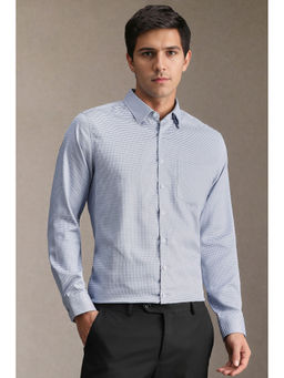 Louis Philippe - Men Light Blue Print Full Sleeves Formal Shirt