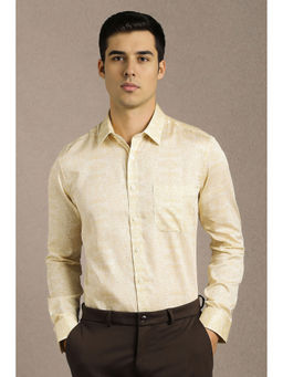 Louis Philippe - Men Yellow Print Full Sleeves Formal Shirt