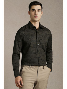Louis Philippe - Men Black Print Full Sleeves Formal Shirt