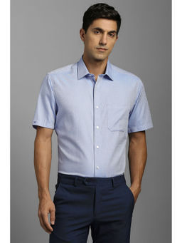 Louis Philippe - Men Light Blue Print Half Sleeves Formal Shirt