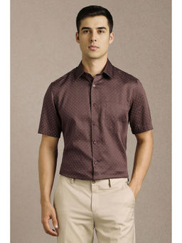 Louis Philippe - Men Brown Print Half Sleeves Formal Shirt