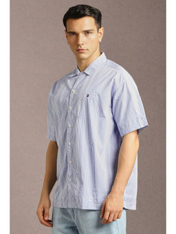 Louis Philippe - Men Light Blue Check Half Sleeves Casual Shirt