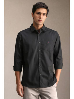 Louis Philippe - Men Black Solid Full Sleeves Casual Shirt