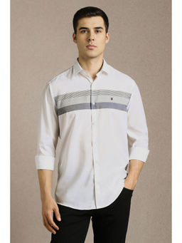 Louis Philippe - Men White Stripe Full Sleeves Casual Shirt