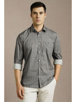 Louis Philippe - Men Grey Print Full Sleeves Casual Shirt