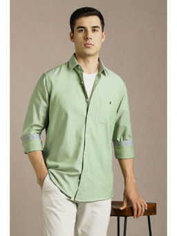 Louis Philippe - Men Green Solid Full Sleeves Casual Shirt