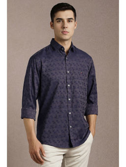 Louis Philippe - Men Navy Blue Print Full Sleeves Casual Shirt