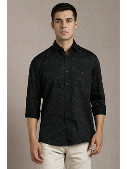 Louis Philippe - Men Black Print Full Sleeves Casual Shirt