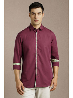 Louis Philippe - Men Maroon Solid Full Sleeves Casual Shirt