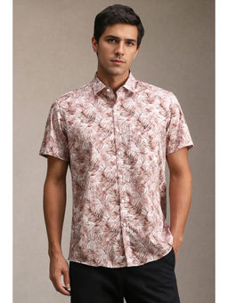Louis Philippe - Men Brown Print Half Sleeves Casual Shirt