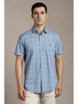 Louis Philippe - Men Blue Print Half Sleeves Casual Shirt